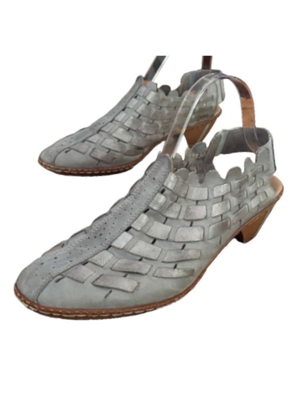 Rieker Sina Antistress Blu/Gry woven Lthr slngbk shoes SZ 9 lagenlook comfort